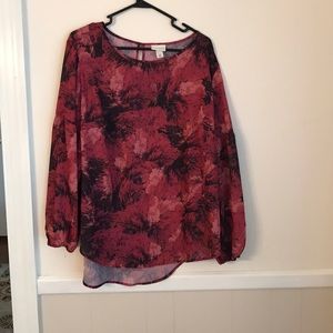 Ava & Viv 1X pink and black blouse